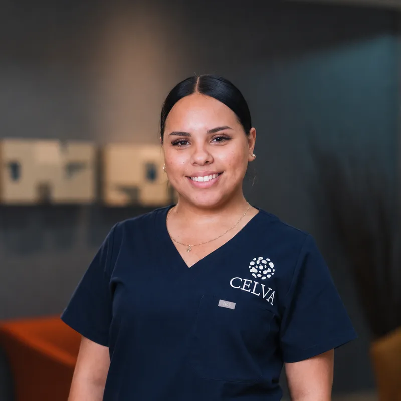 Celva treatment floor nurse in CELVA scrubs