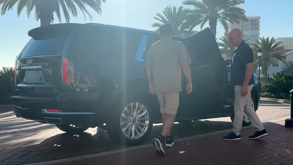 Ken and his driver at the car outside the Hotel del Coronado