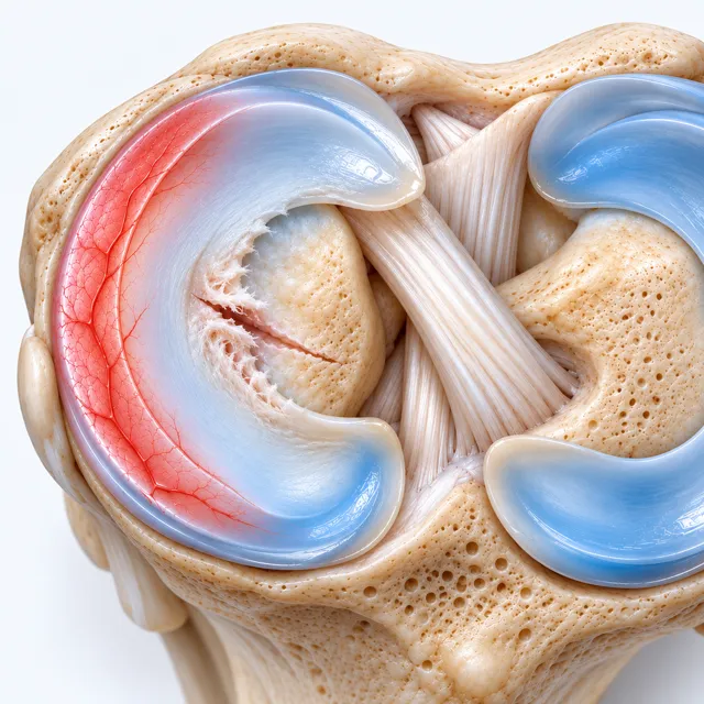 Degenerative meniscus tear: a frayed inner edge and a split through its thickness