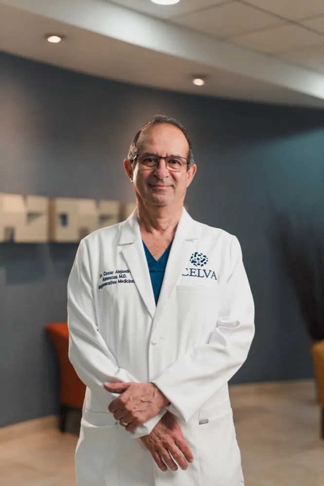 Celva attending physician in a white coat